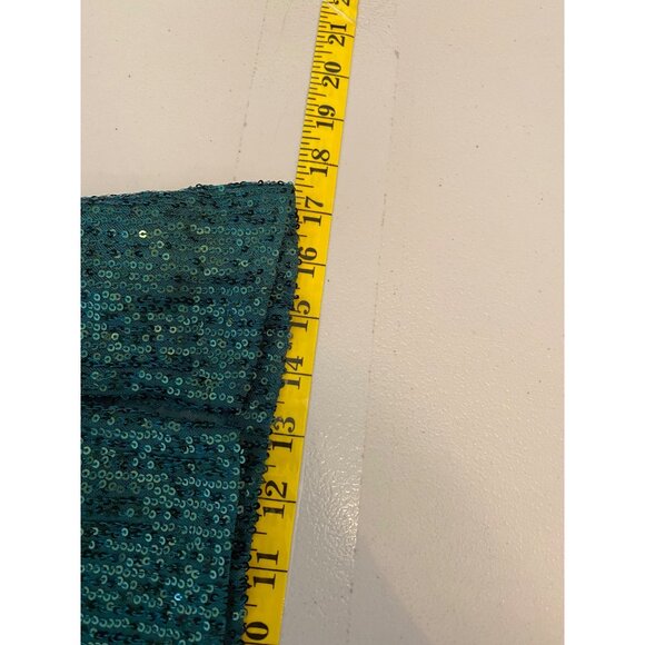 NWT Crystal Sky Green Sequin One-Shoulder Dress Spaghetti Strap Size 10 - Picture 10 of 12